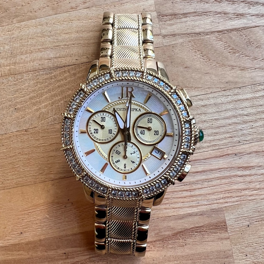 Gold-Tone Chronograph Watch with Matching Bracelet